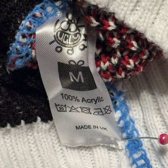 Ugly Christmas Sweater Mens Medium Blue Santa On Vacay Happy Holidays Party - Picture 3 of 9